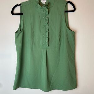 J.Crew Factory Women’s Ruffle-Trim Sleeveless Tank Top Size 2 Green Career